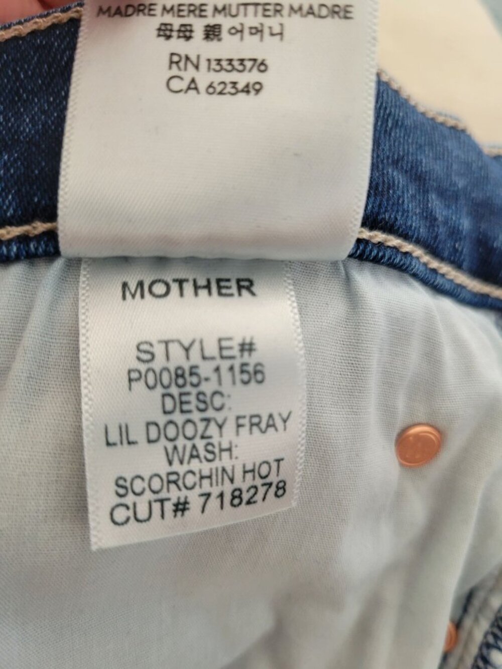 Mother The Lil Doozy Fray Jeans 30 Petite Scorchin Hot Mid Rise Flare leg denim - Picture 8 of 13
